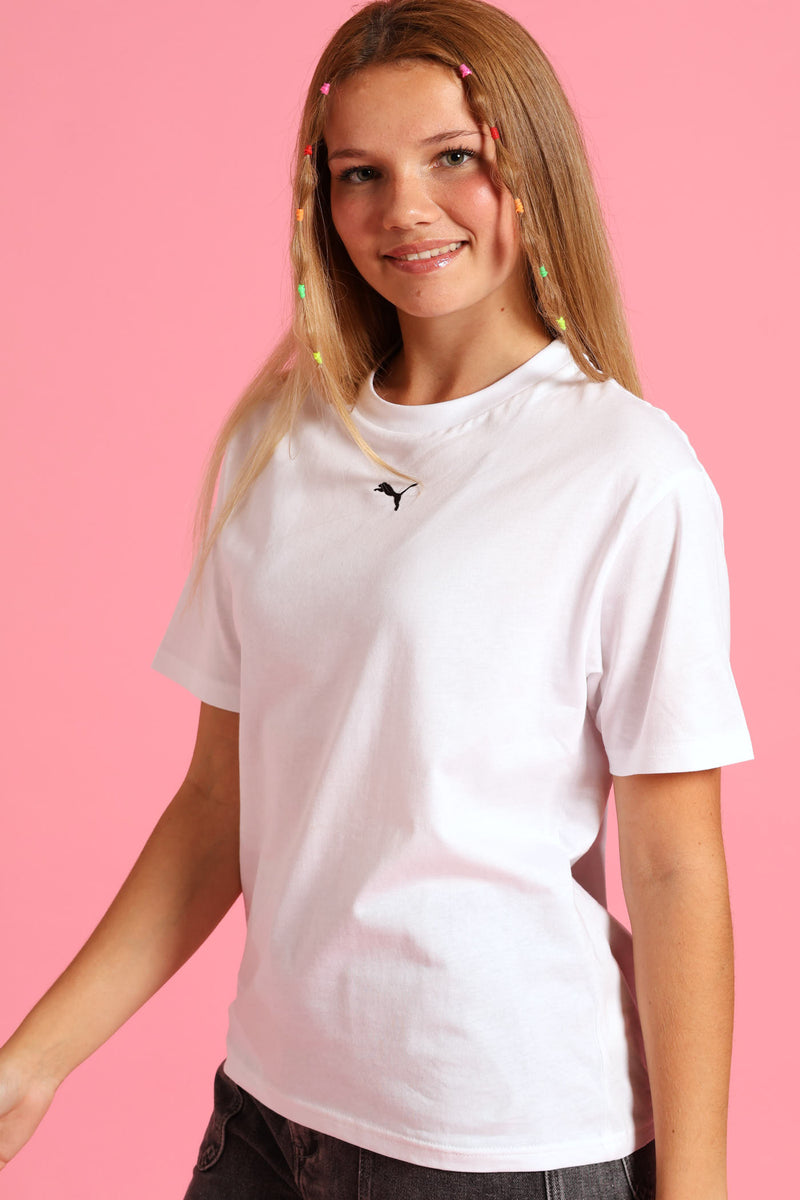 Girls Essential Boxy Tee - White