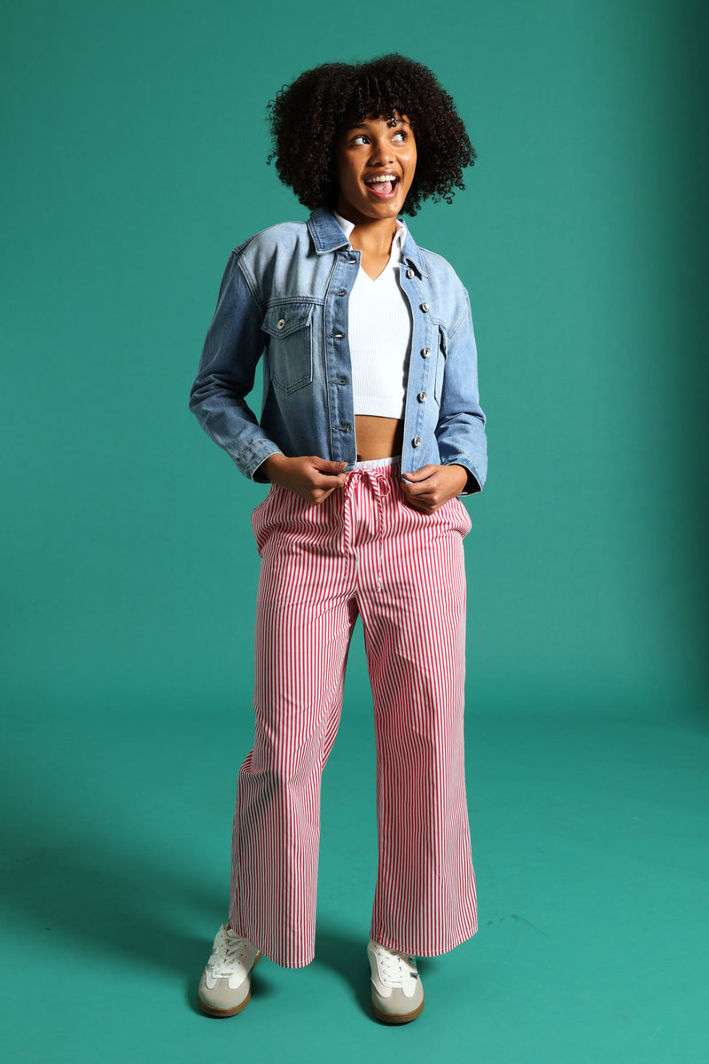 Girls Denim Shacket - Mid Blue