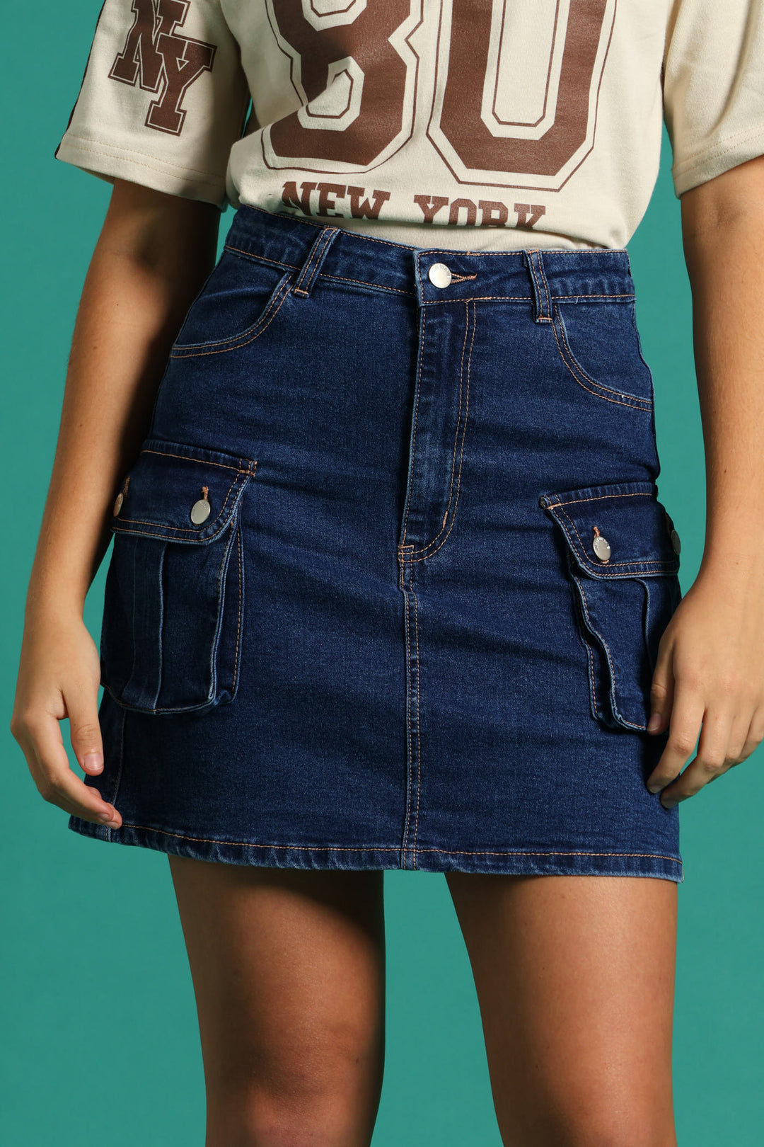 Girls Cargo Stretch Skirt - Dark Blue