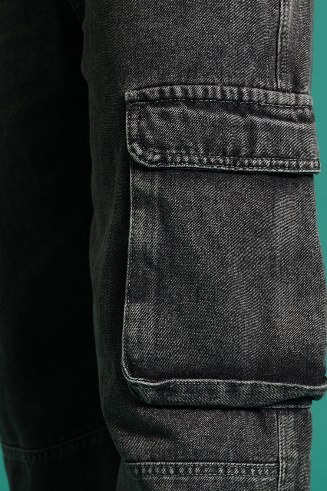 Girls Ridgid Cargo Wide Leg Denim - Charcoal