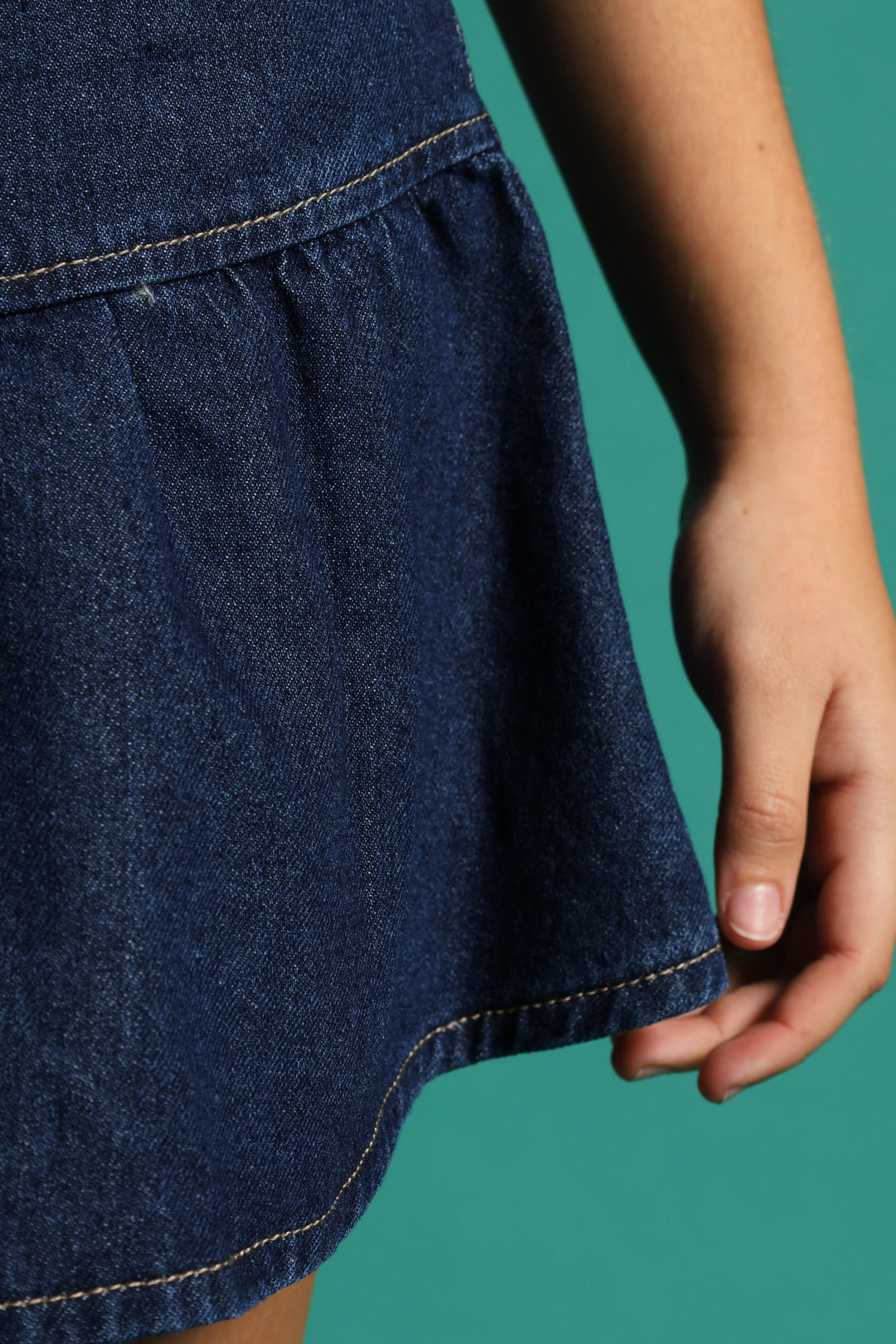 Girls Rigid Denim Frill Skirt - Raw Wash