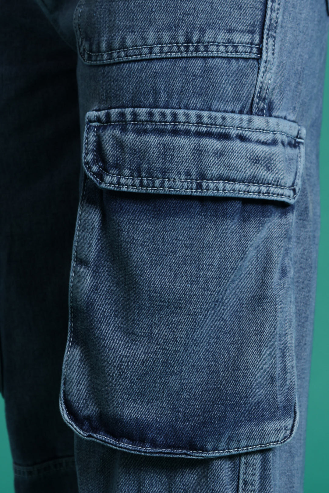 Girls Rigid Cargo Wide Leg Denim - Dark Blue