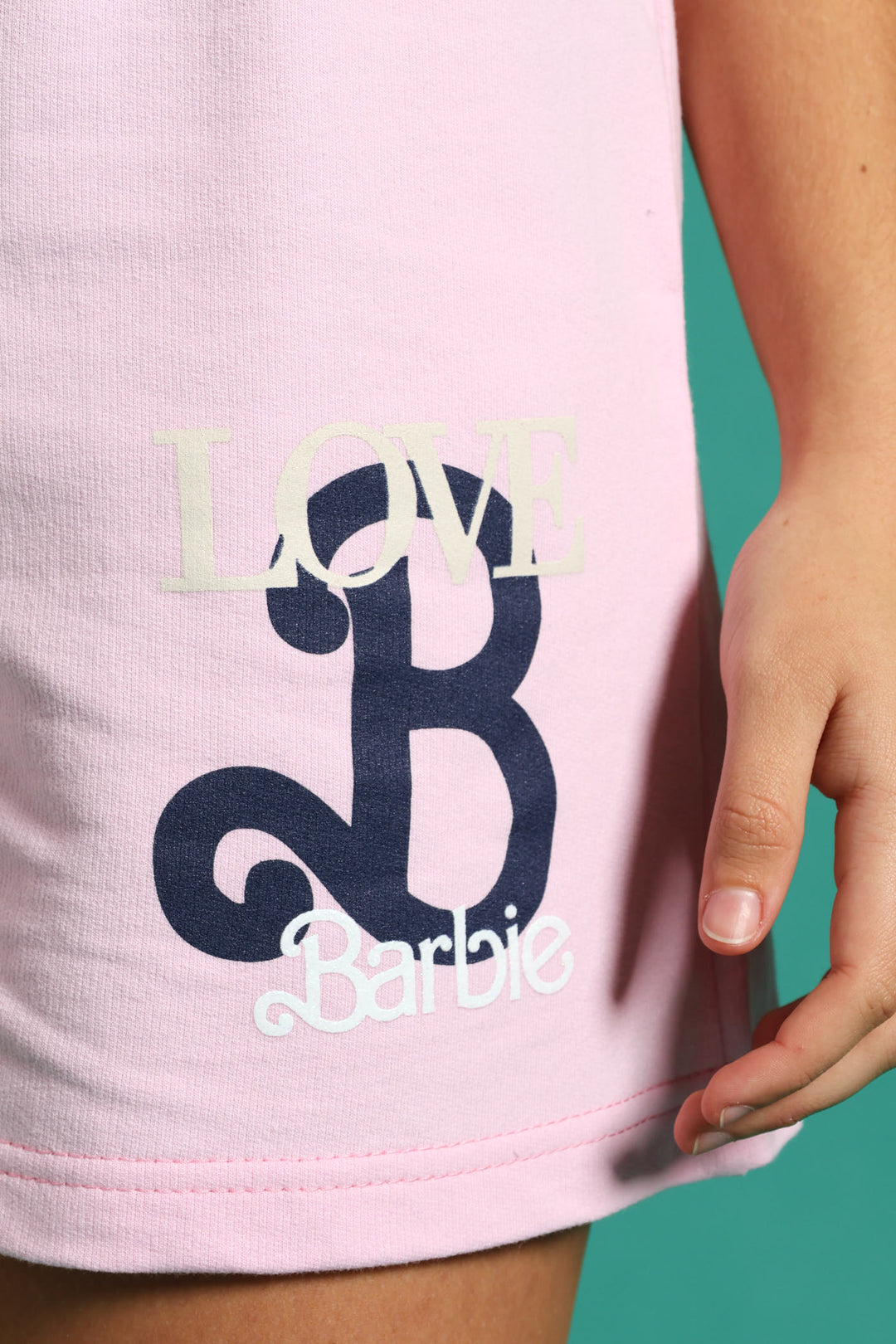 Girls Barbie Side Tape Fleece Short - Pink