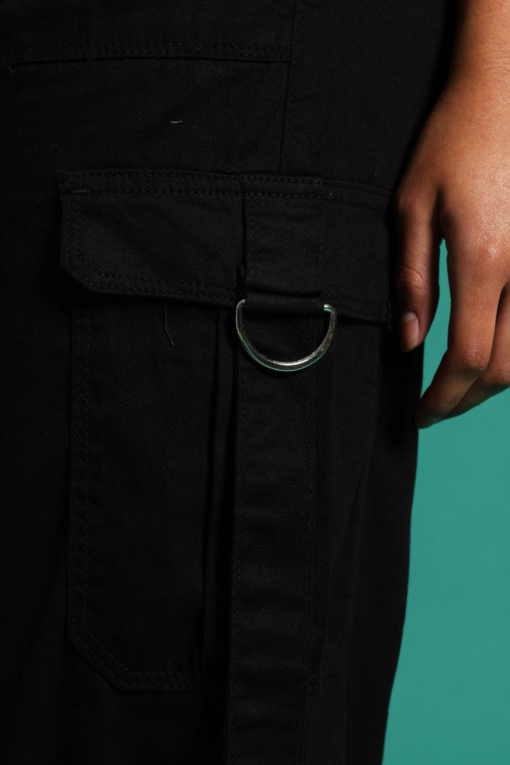 Girls Twill Cargo Pants - Black