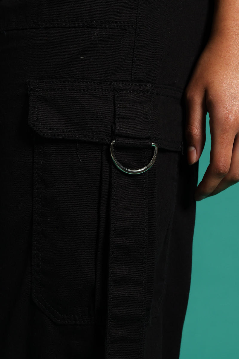 Girls Twill Cargo Pants - Black
