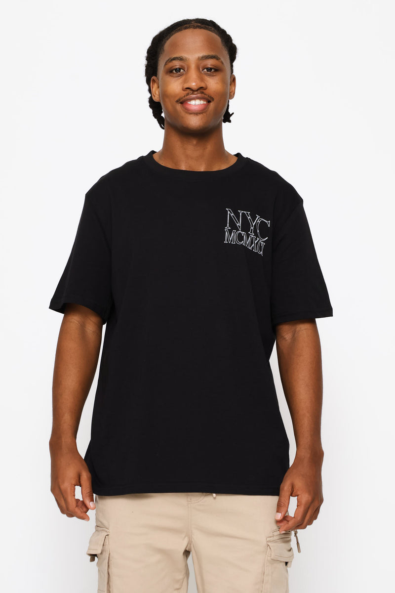 Nyc Front & Back Printed Tee - Black