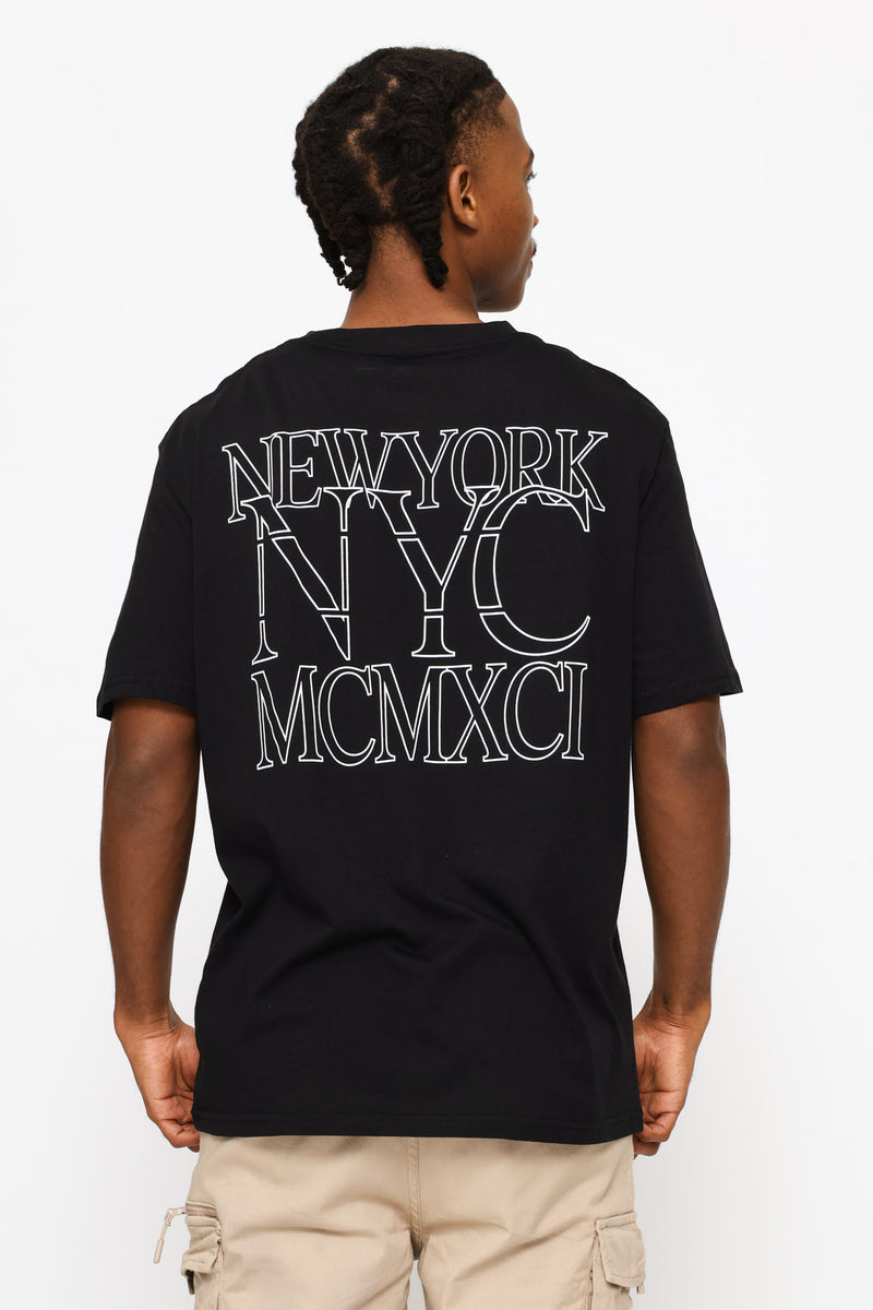 Nyc Front & Back Printed Tee - Black