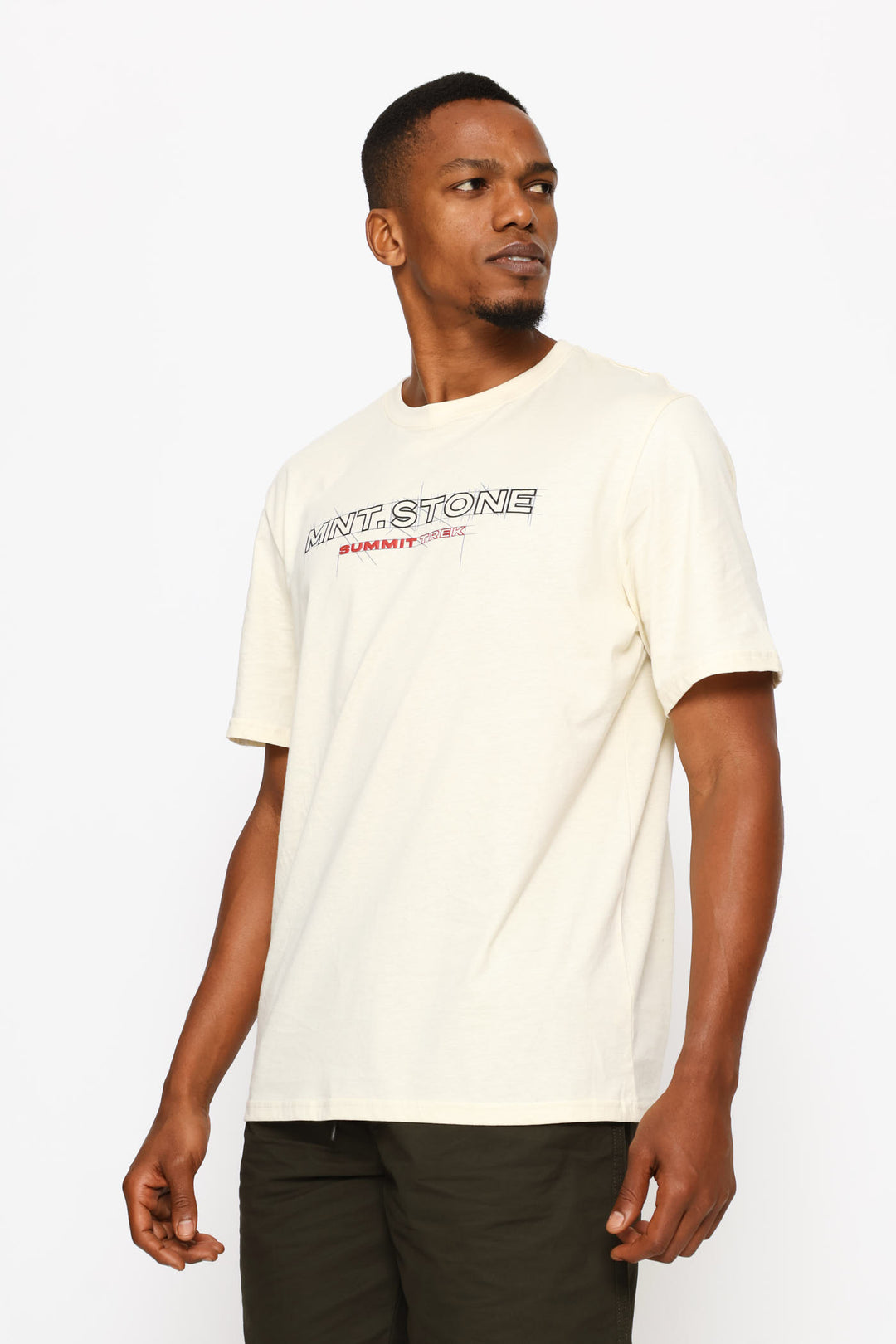 Mount Stone Front & Back Print Tee - Ecru