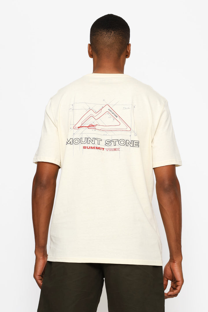 Mount Stone Front & Back Print Tee - Ecru