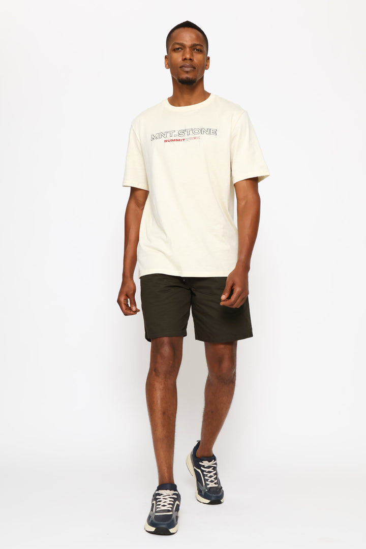 Mount Stone Front & Back Print Tee - Ecru