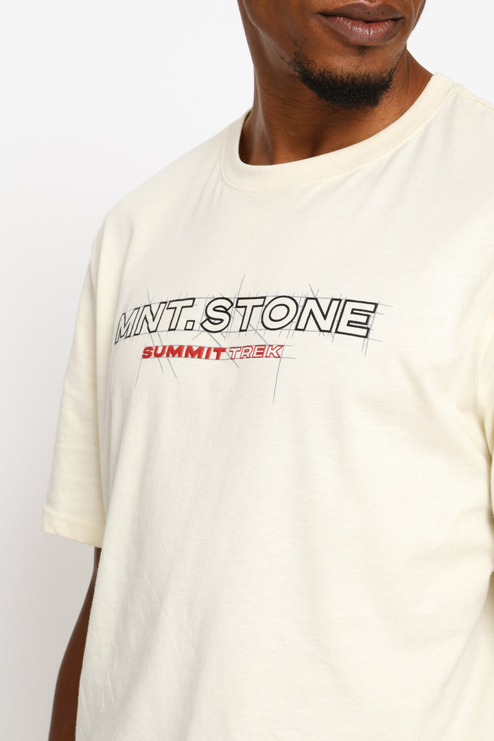 Mount Stone Front & Back Print Tee - Ecru