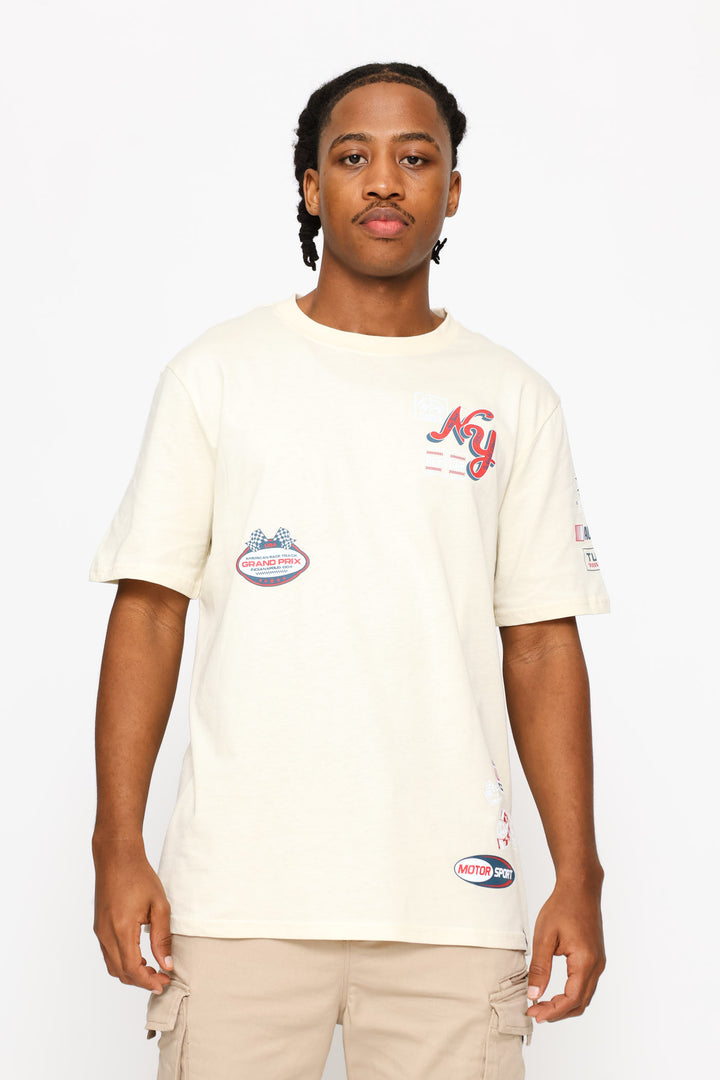 Mock Badge Tee - Ecru
