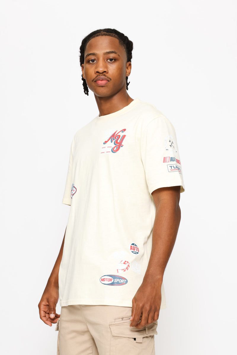 Mock Badge Tee - Ecru
