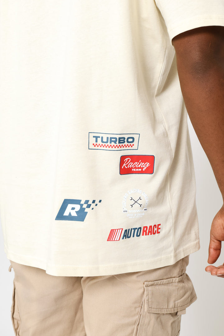 Mock Badge Tee - Ecru