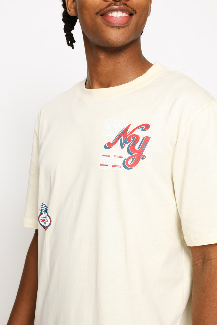Mock Badge Tee - Ecru