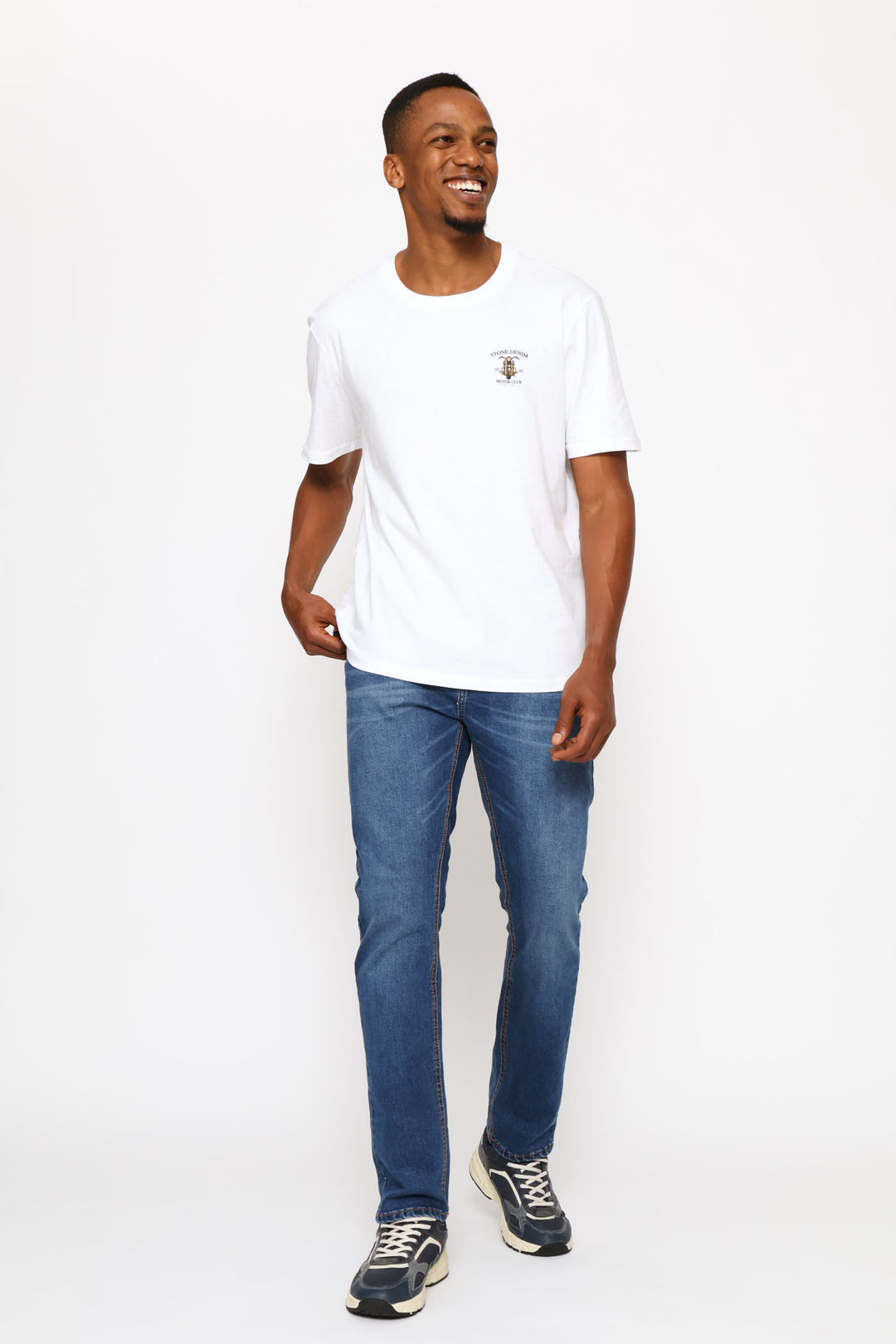 Biker Chest Print Tee - White