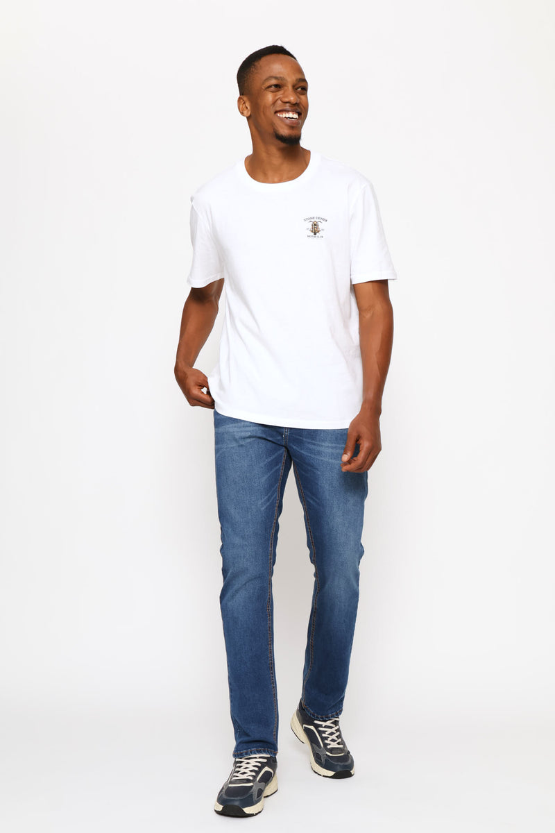 Biker Chest Print Tee - White
