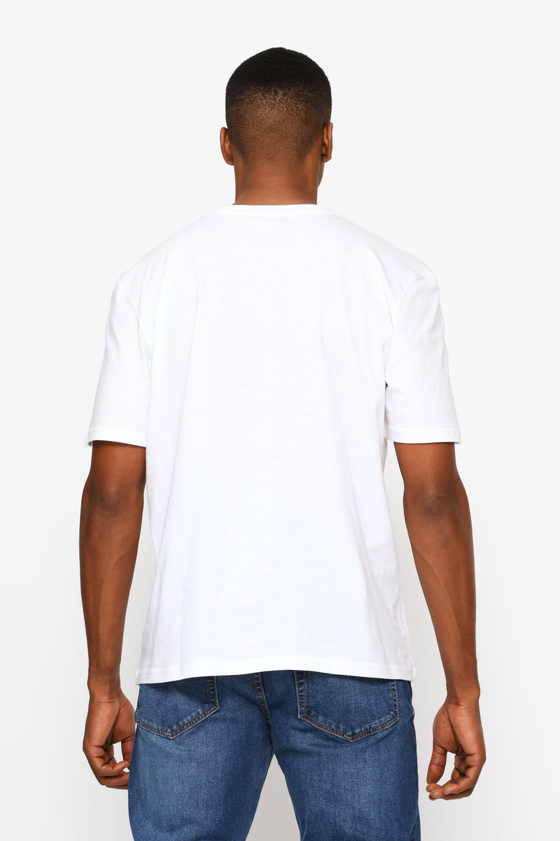 Biker Chest Print Tee - White