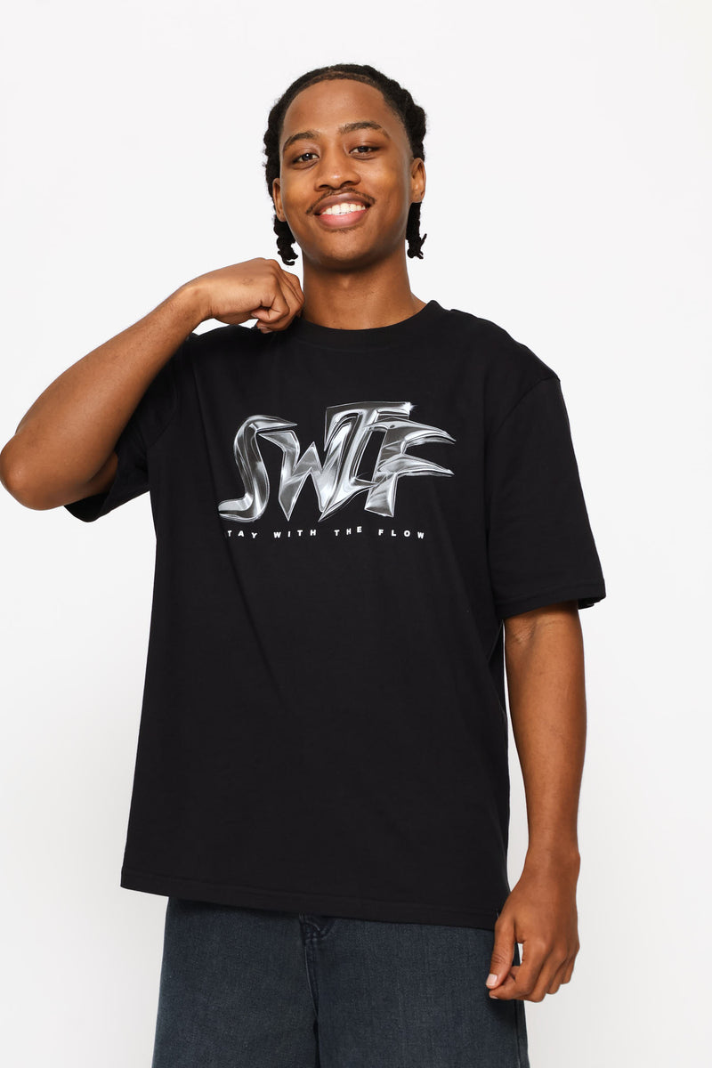 Chrome Swtf Front Chest Print Tee - Black