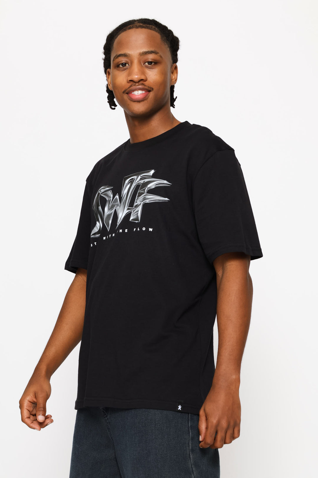Chrome Swtf Front Chest Print Tee - Black