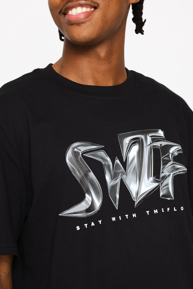 Chrome Swtf Front Chest Print Tee - Black