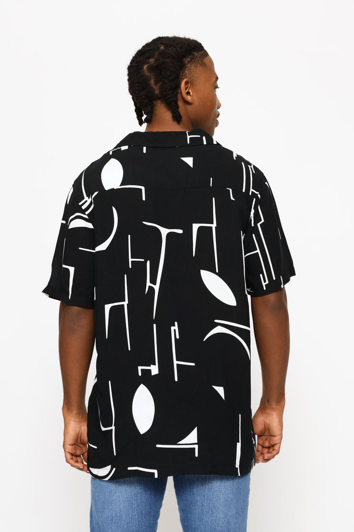 Printed Viscose Shirt - Black/White