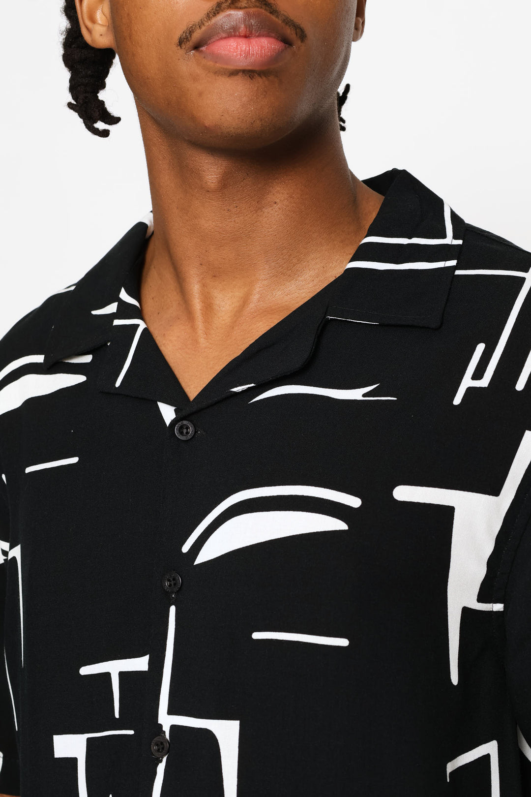 Printed Viscose Shirt - Black/White