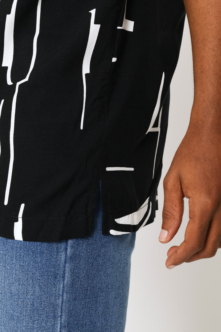 Printed Viscose Shirt - Black/White