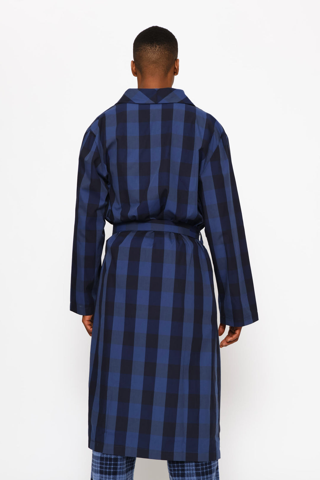 Check Woven Gown - Navy/Indigo
