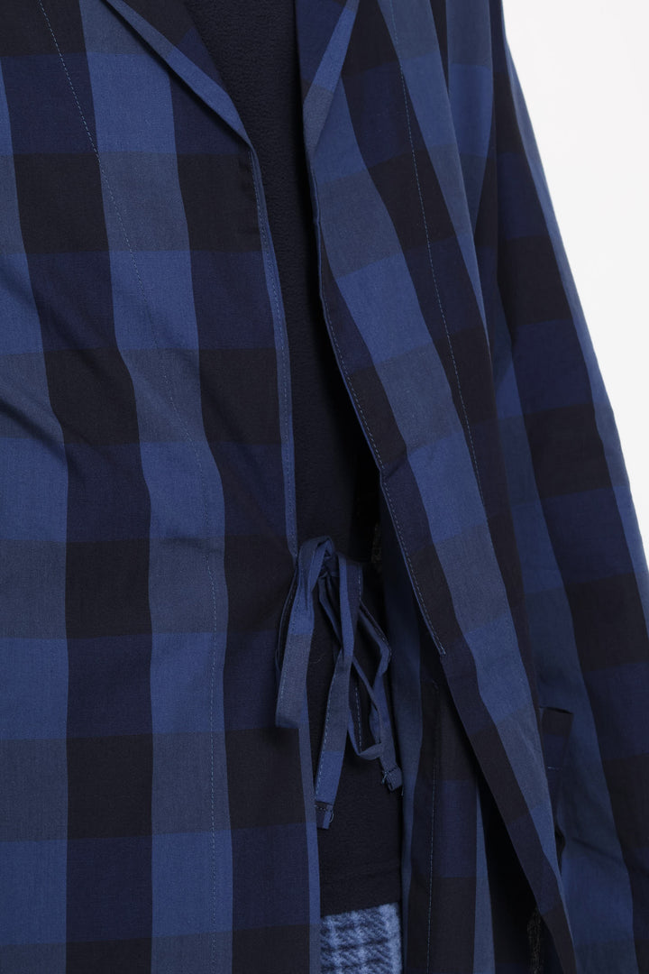 Check Woven Gown - Navy/Indigo