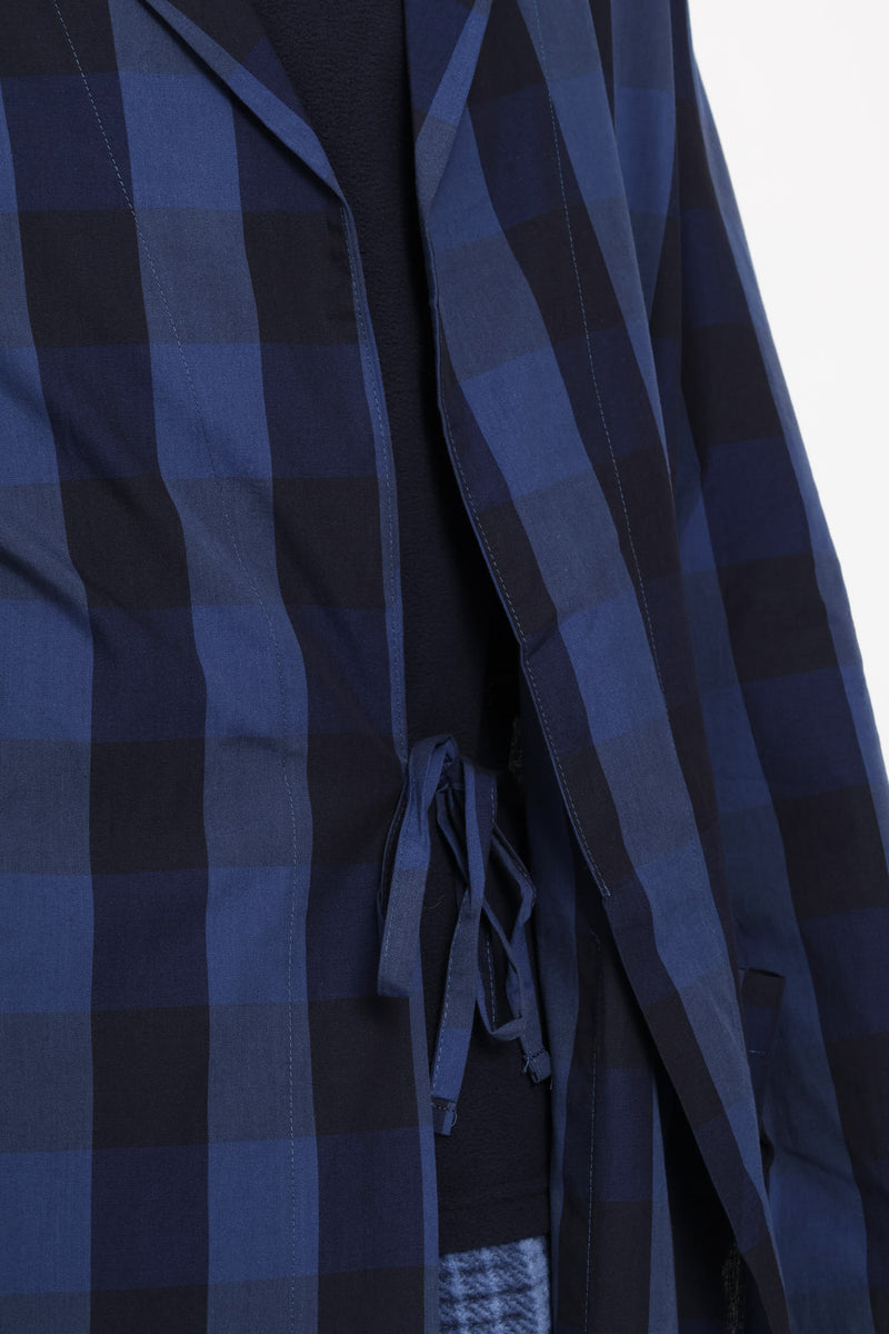 Check Woven Gown - Navy/Indigo