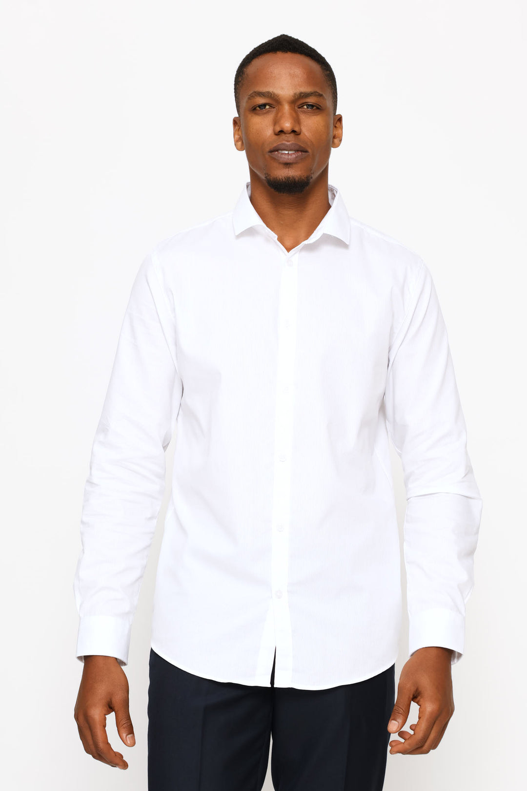 Slim Tonal Stripe Textured Shirt - White