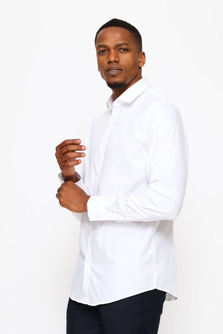 Slim Tonal Stripe Textured Shirt - White