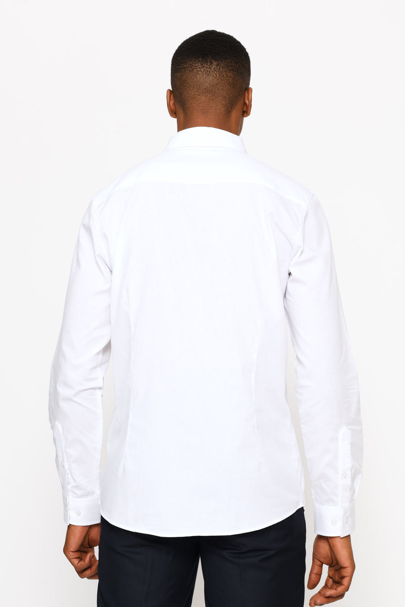 Slim Tonal Stripe Textured Shirt - White
