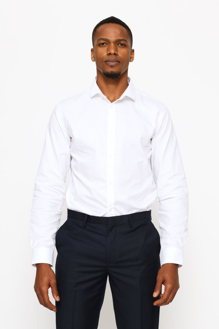 Slim Tonal Stripe Textured Shirt - White