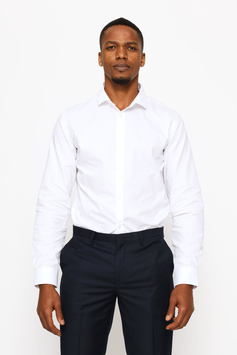 Slim Tonal Stripe Textured Shirt - White