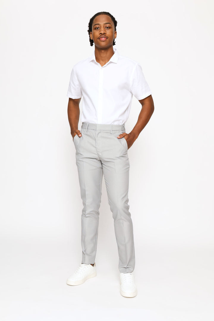 Surface Interest Smart Trouser - Silver Grey