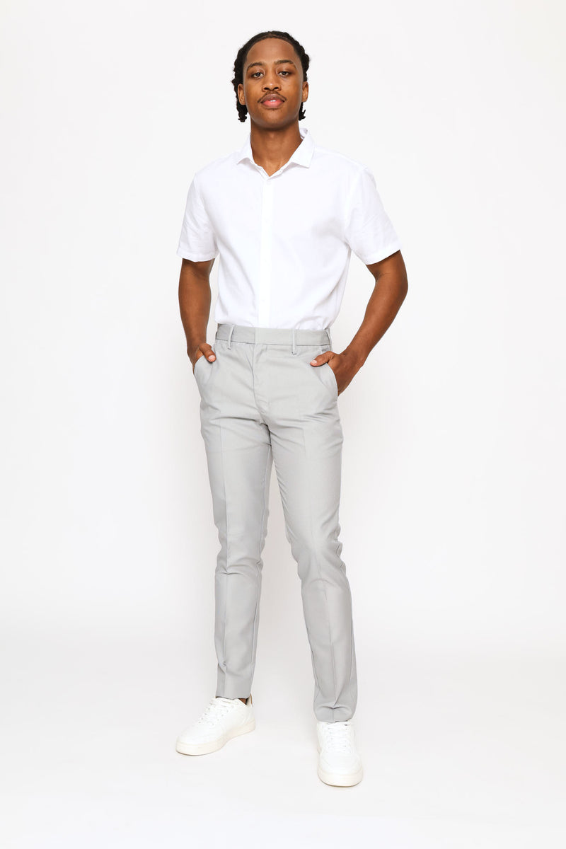 Surface Interest Smart Trouser - Silver Grey