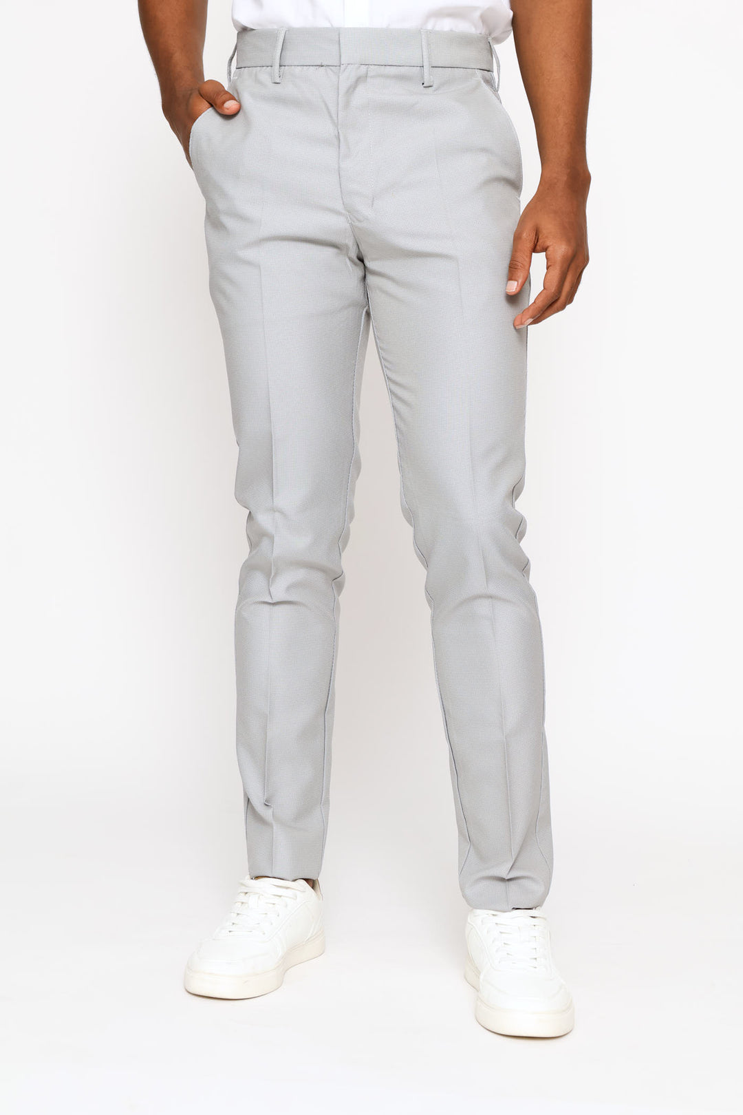 Surface Interest Smart Trouser - Silver Grey
