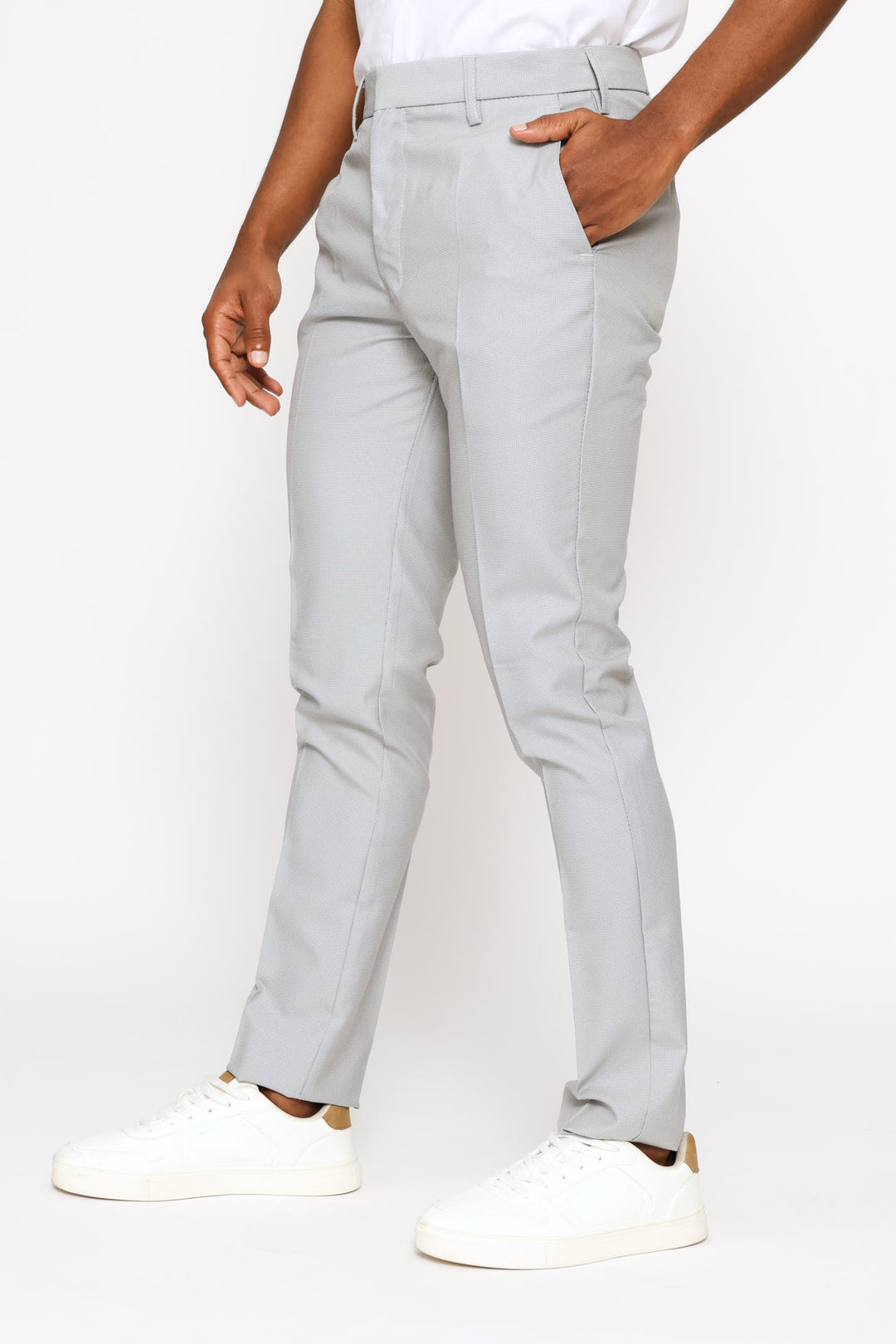 Surface Interest Smart Trouser - Silver Grey