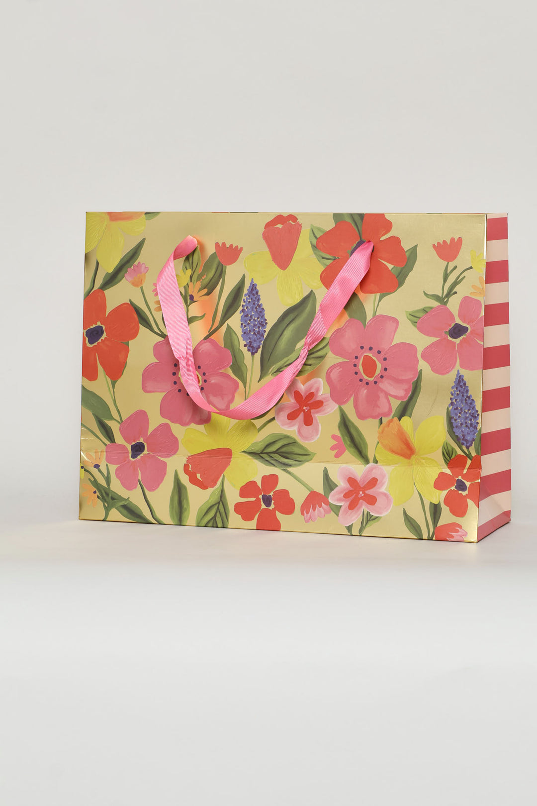 Floral Foil Gift Bag - Gold