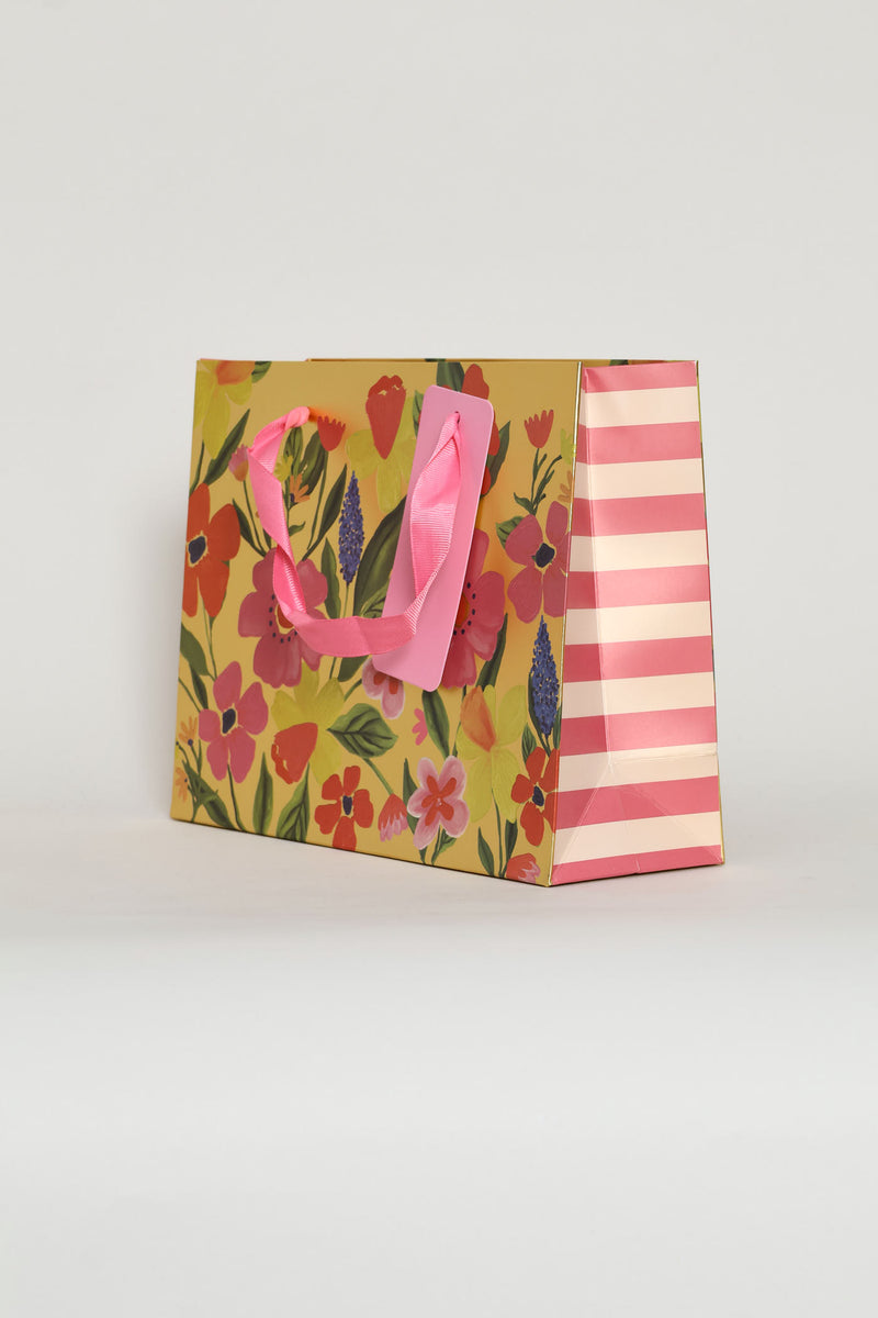 Floral Foil Gift Bag - Gold