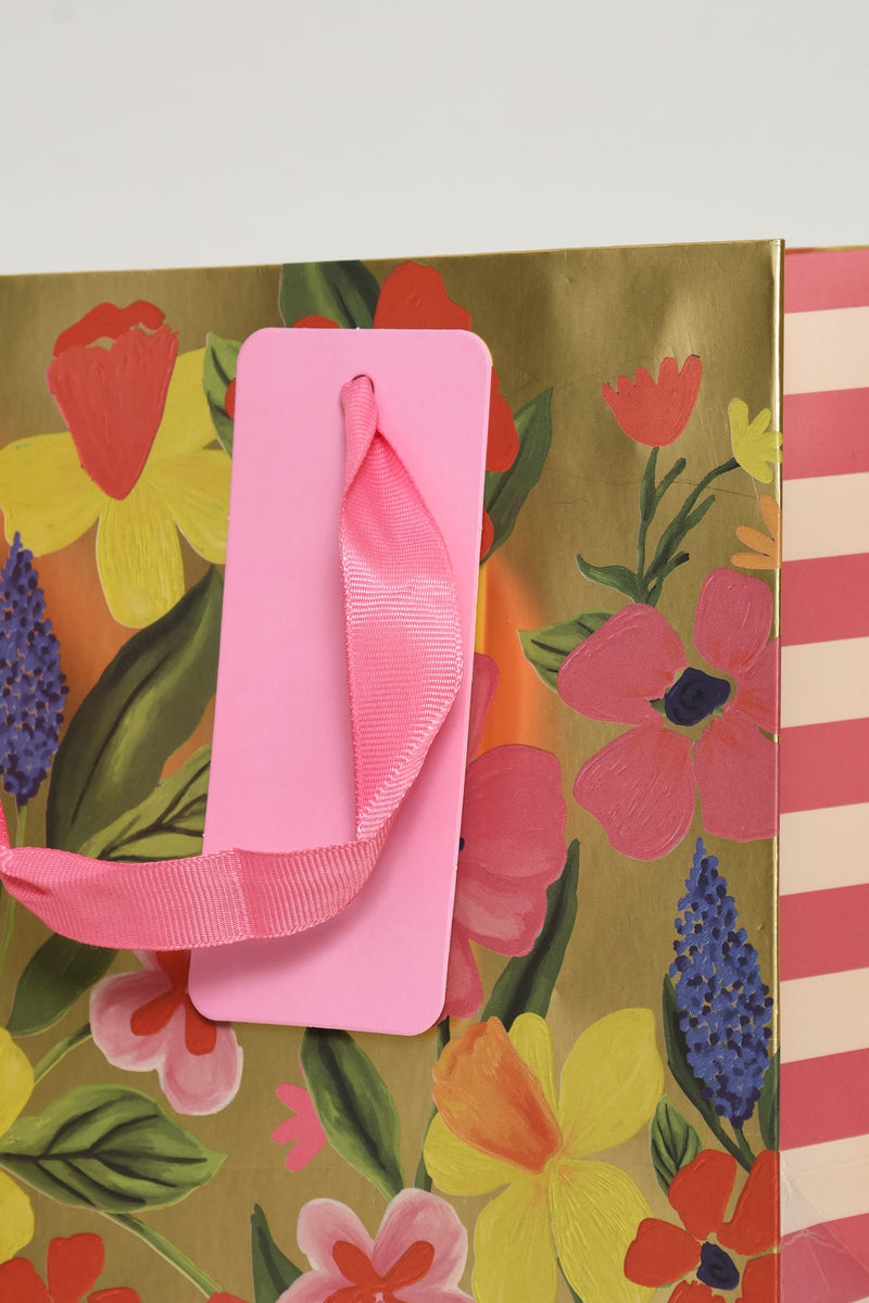 Floral Foil Gift Bag - Gold