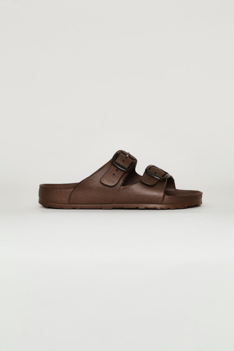 Double Buckle Eva Sandal - Chocolate