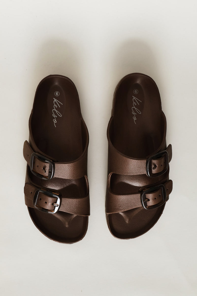 Double Buckle Eva Sandal - Chocolate