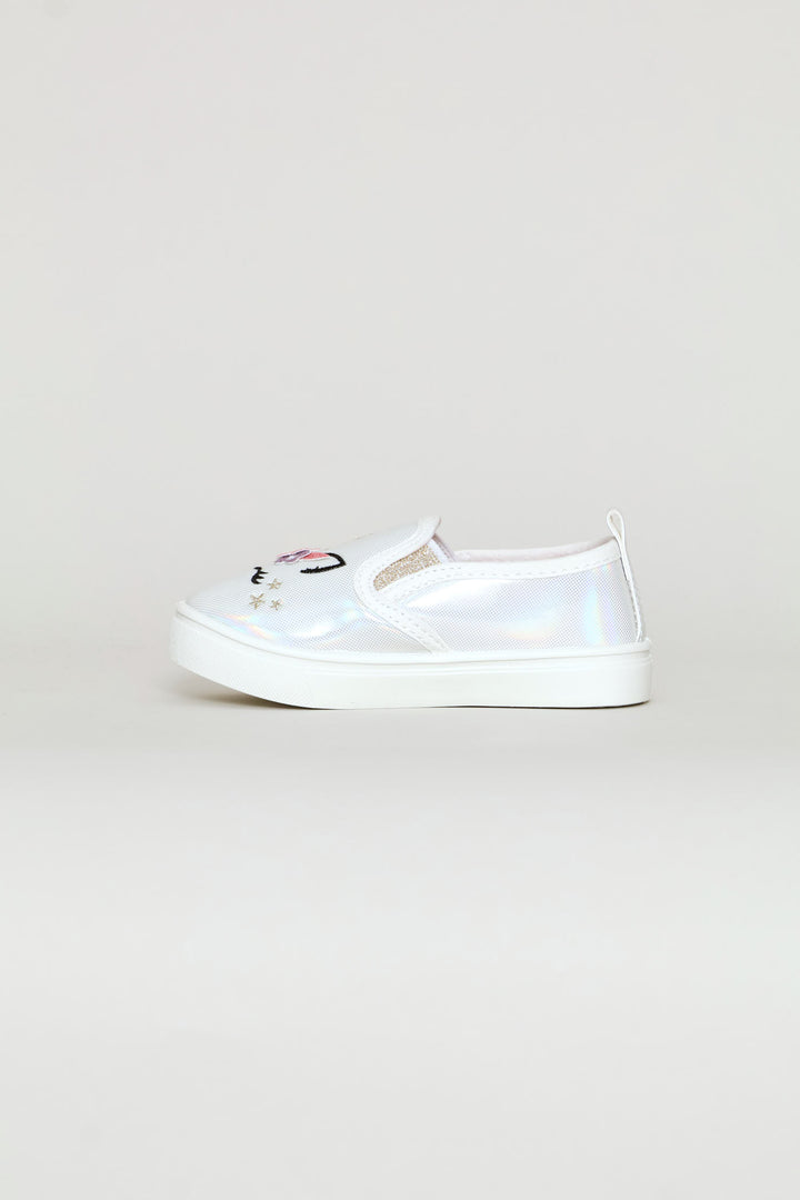 Pre-Girls Unicorn Slip On Sneaker - White