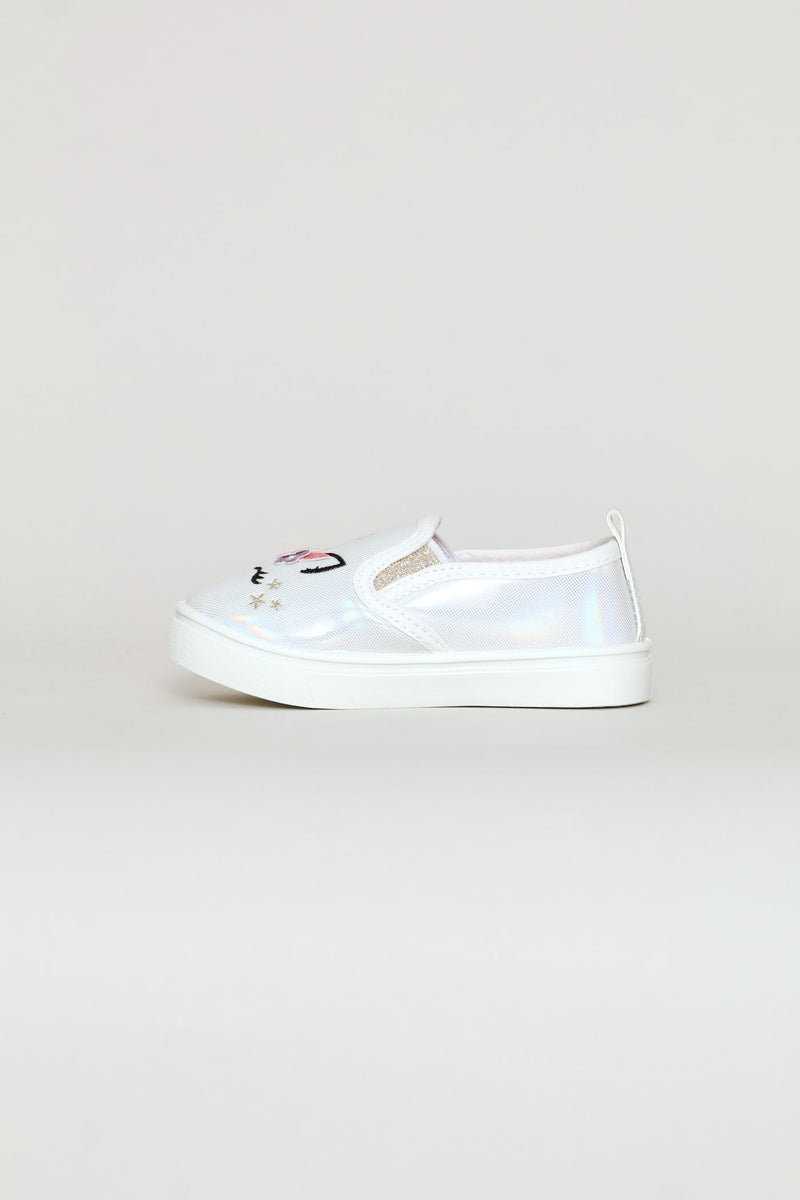 Pre-Girls Unicorn Slip On Sneaker - White