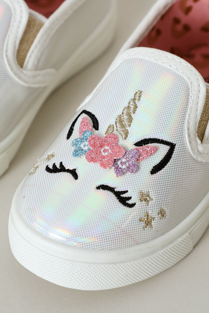 Pre-Girls Unicorn Slip On Sneaker - White