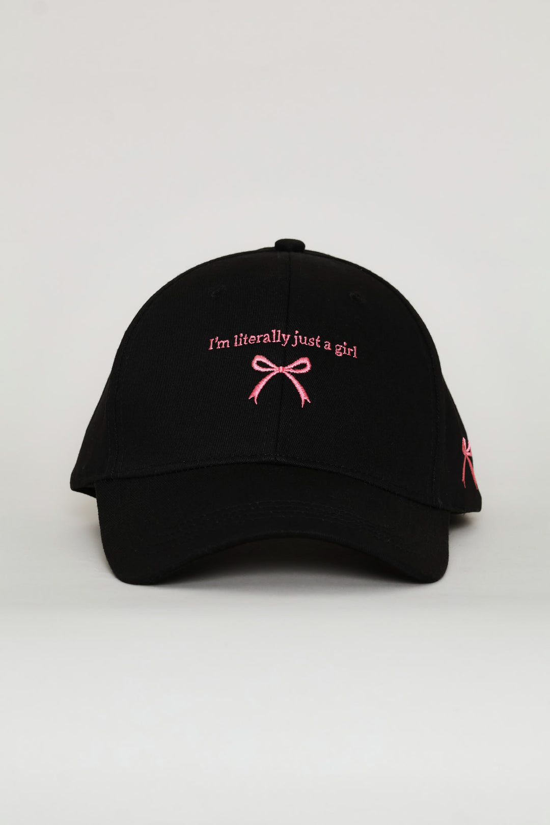 Girls Bows Just A Giirl Cap - Black