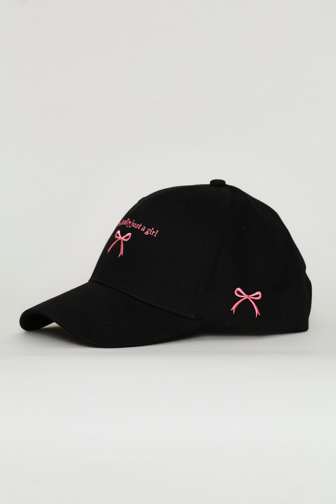 Girls Bows Just A Giirl Cap - Black